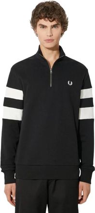Fred Perry Gebreide Trui met Patroon - Heren - Sweatshirts - Zwart - S - Katoen - Hoodies & sweatvesten