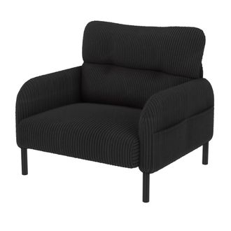 STILVORA Sill&oacute;n Individual Con Asiento Profundo Y Bolsillos Laterales, Respaldo Ergon&oacute;mico, Estructura Metal, De Pana Negro