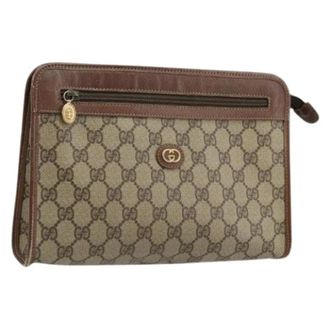 Gucci Pre-owned Clutches, female, Beige, Size: ONE SIZE Pre-owned Vintage GG Clutch Bag