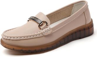 Generic Womens Flats Loafers Hollow Comfort Shoes Anti-Slip Moccasins Walking Boat Shoe nuring,Apricot,5.5 UK