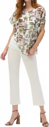 Joseph Ribkoff Tropical Print Poncho Style Top In Vanilla/multi