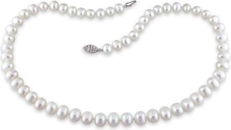 Mimi & Max Womens 6.5-7mm Freshwater Cultured Pearl Necklace w/ Sterling Silver Clasp -18in