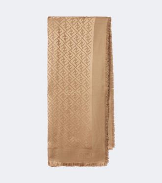 Fendi Bufanda de jacquard FF Zucca de seda y lana
