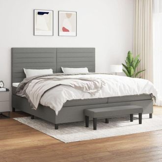 vidaXL Cama Box Spring Con Colch&oacute;n Tela Gris Oscuro 200x200 Cm Vidaxl