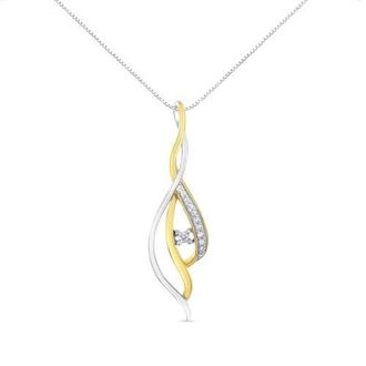 House of Brilliance Espira 10K Two-Tone Gold Round Cut Diamond Cascade Pendant Necklace in Yellow at Nordstrom