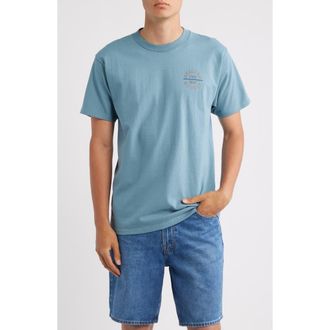Brixton Oath V Cotton Logo Graphic T-Shirt in Ocean Breeze/light Brown/black at Nordstrom, Size Xx-Large