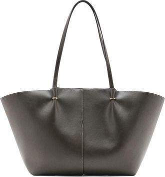 Mango Faux Leather Shopper Bag in Khaki Green at Nordstrom