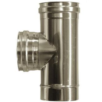 MBM Tubo De Chimenea De Doble Pared Aislado De Acero Inoxidable Con Conexi&oacute;n En T 90&deg; Dn 200/250