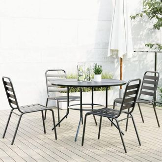 Berkfield Home Stackable Garden Chair Set 5 pcs Anthracite Powder-coated Steel in Black
