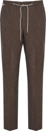 Corneliani Pantaloni in lino con coulisse - Marrone