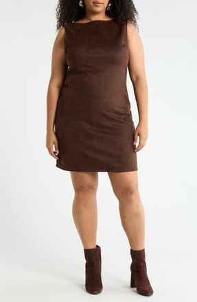 Renee C Faux Suede Shift Dress in Chocolate at Nordstrom Rack, Size 1 X