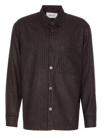 Nn.07 striped shirt - men - Recycled Polyester/Polyamide/Recycled Wool - M - Brown