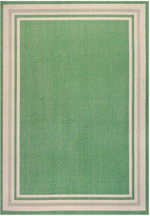 Jonathan Y Designs James Modern Border Stripe Indoor/Outdoor Area Rug in Green/cream at Nordstrom, Size 4Ft 0In X 6Ft 0In