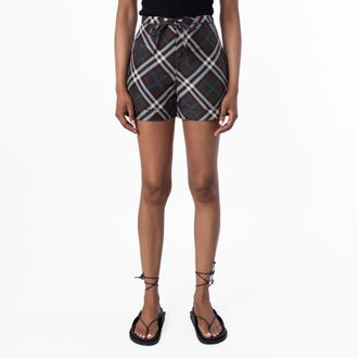 Burberry Womens Check Silk Pyjama Shorts, Brand Size 6 ( US Size 4 )