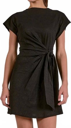 Elan Short Sleeve Ruch Knot Dress In Black