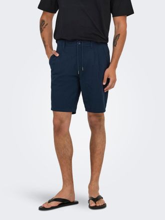 Only & Sons Shorts ONLY & SONS ONSLEO LIFE 0009 SEERSUCKER SHORTS NOOS, Herren, Gr. XL, N-Gr, blau (navy blazer), Web, Obermaterial: 100% Baumwolle, unifarben, re