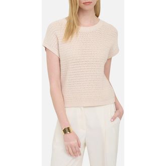 Blu Pepper Open Knit Short Sleeve Sweater in Light Khaki at Nordstrom Rack, Size Medium