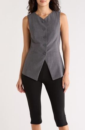 Leith Longline Vest in Grey Charcoal Heather at Nordstrom Rack, Size X-Small