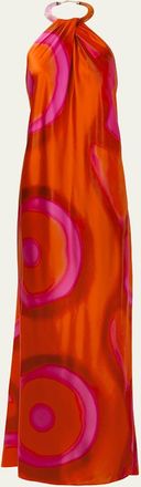 Silvia Tcherassi Jesse Abstract-Print Backless Halter Maxi Dress