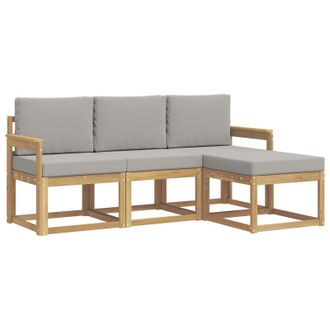 vidaXL Conjunto De Sof&aacute;s De Exterior 4 Pcs Blanco Y Gris Claro Vidaxl