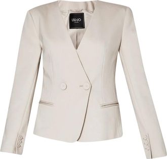 Liu Jo Jassen, Dames, Grijs, S, Cropped Slim Blazer