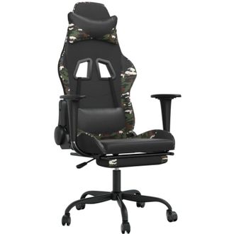 vidaXL Silla Gaming Con Reposapi&eacute;s Cuero Sint&eacute;tico Negro Camuflaje Vidaxl