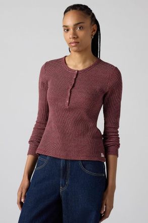 Levi's Serafino in tessuto waffle Dry Goods - Donna - XS - Rosso / Annalise Stripe Chocolate Truffle V2