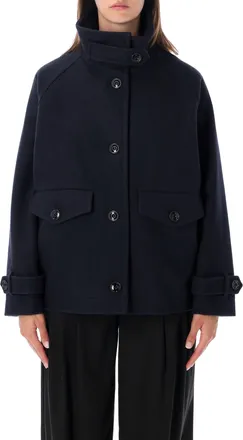 Sessun Lee Wooly Boxy Short Wool-Blend Coat