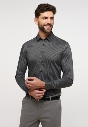 Eterna Langarmhemd ETERNA SUPER SLIM, Herren, Gr. 40, Normalgr&ouml;ssen, anthrazit, Twill, 4% Elasthan, 26% Polyamid, 70% Lyocell, schmal, Manschette, Hemden Lan
