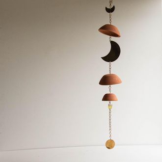 Foreside Home And Garden Moon Brass Terracotta & Metal Wall Hanging in Brown at Nordstrom