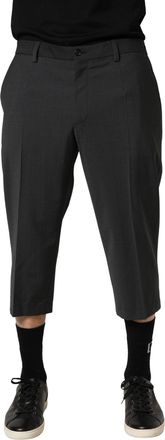 Dolce & Gabbana Mens Cropped Wool Chinos Gray Elastane Polyester