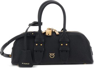 Pinko Horizontally Elongated Bowling Bag with Gold-Tone Hardware