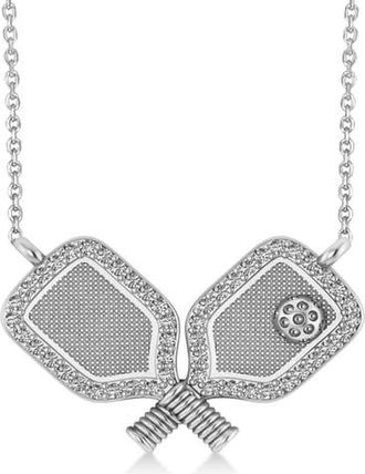 Allurez Diamond Large Dual Pickleball Paddle Pendant Necklace 14K in 0.50Ct, White Gold at Nordstrom, Size 18