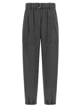 Brunello Cucinelli Gray Virgin Wool Cargo Womens Pants