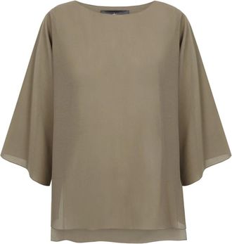 Cortana Khaki Groene Katoenen Voile Blouse - Dames - Shirts - Groen - S - Katoen - Tops