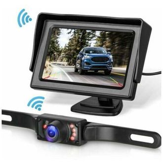 Elle Kit De C&aacute;mara De Visi&oacute;n Trasera Inal&aacute;mbrica De 4,3, Monitor Lcd Hd, Visi&oacute;n Nocturna, Resistente Al Agua Ip68, Alcance De 30 M, &Aacute;ngulo De Visi&oacute;n De 170