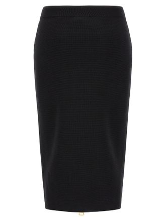 Elisabetta Franchi Gold-Zip Pencil Skirt - Black
