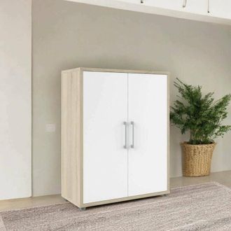 Dmora Dmora - Aparador Warszawa, Buf&eacute; De Sal&oacute;n, Aparador De Sal&oacute;n, Despensa De Cocina, 89x40 H113 Cm, Roble Y Blanco