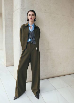 Mango Pantaloni diritti cintura kaki - Donna - 38 - MANGO