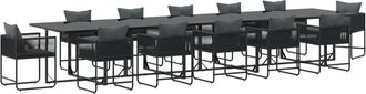 vidaXL Garden Dining Set 13 pcs Black Steel Vidaxl
