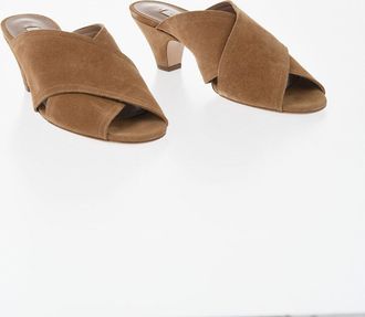 Casadei Suede Mules HONEY with 6.5 cm Heel Casadei