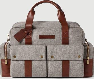 Brunello Cucinelli Virgin wool, alpaca and cashmere flannel leisure bag with grained calfskin inserts in Medium Grey at Nordstrom