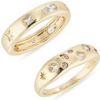 Nordstrom Rack Cubic Zirconia Inlay Ring Set in Clear- Gold at Nordstrom Rack, Size 7