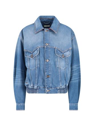 Versace Blue Cotton Denim Signature Details Jacket