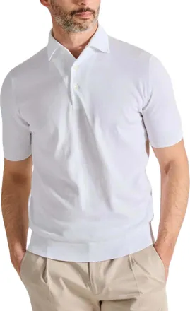 FILIPPO DE LAURENTIIS White Cotton Blend Polo Shirt