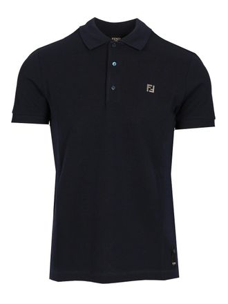 Fendi Piquet Polo Polo Shirt Blu-Uomo