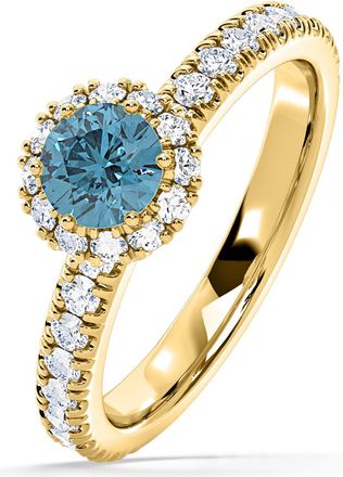 The Diamond Store Alessandra Blue Lab Diamond 1.10.ct Halo Ring in 18K Yellow Gold - Elara Collection