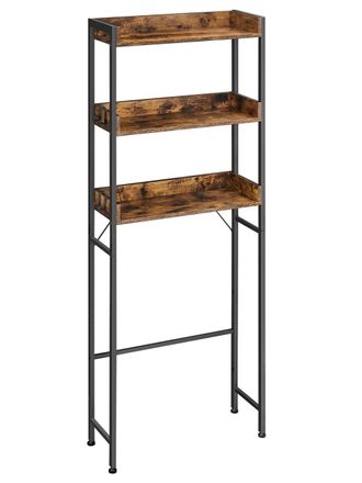 Vasagle Estanter&iacute;a de inodoro de 63 x 25 x 165 cm de color marr&oacute;n y negro
