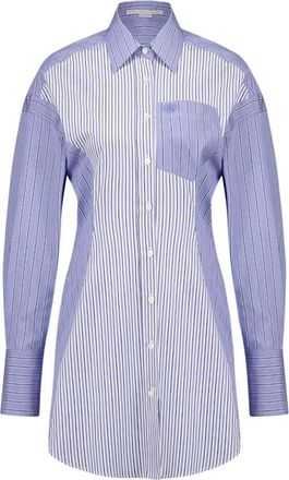 Stella McCartney Lichtblauwe Jurk met Puntige Kraag - Dames - Overhemden - Blauw - S - Katoen - Overhemden