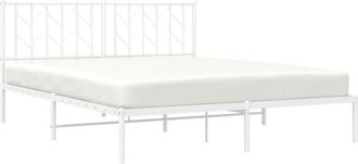 vidaXL Metal Bed Frame without Mattress with Headboard White 160x200cm Vidaxl
